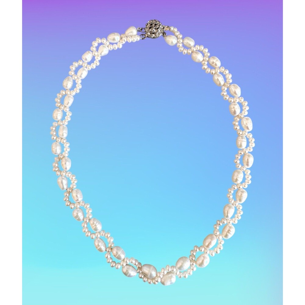 Natural Fresh Water White Pearl Necklace #7099 - Picture 3 of 8